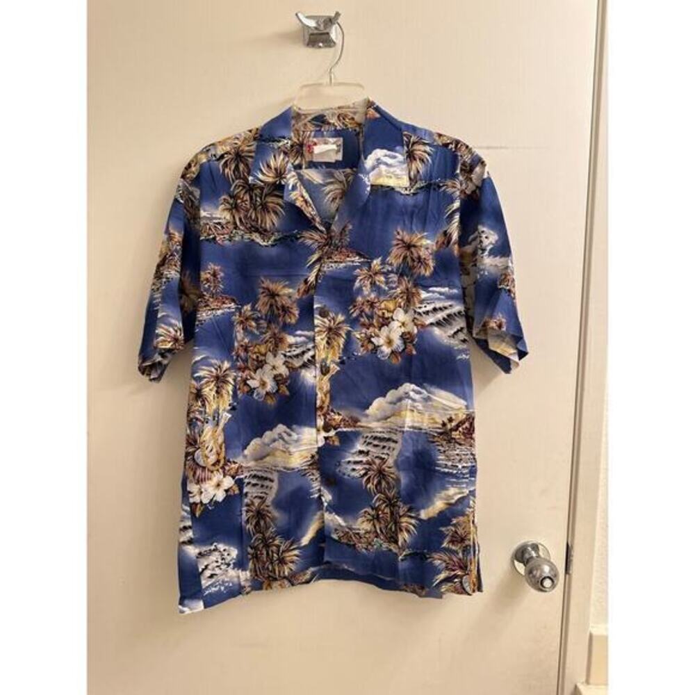 VTG‎ Hilo Hattie Aloha Hawaiian Original Palm Tree Coconut Hibiscus Shirt Large